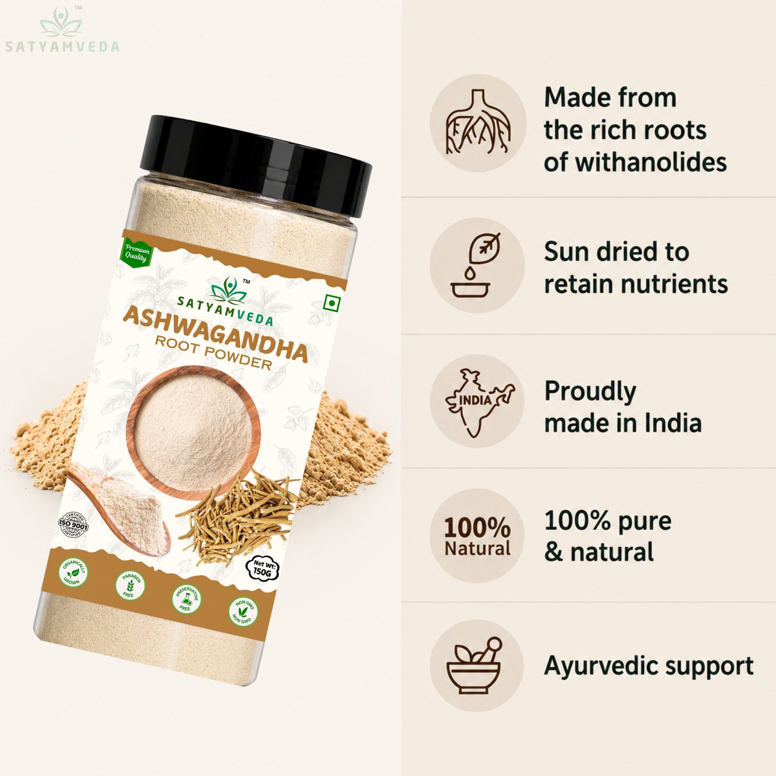 SATYAMVEDA Organic Ashwagandha Powder