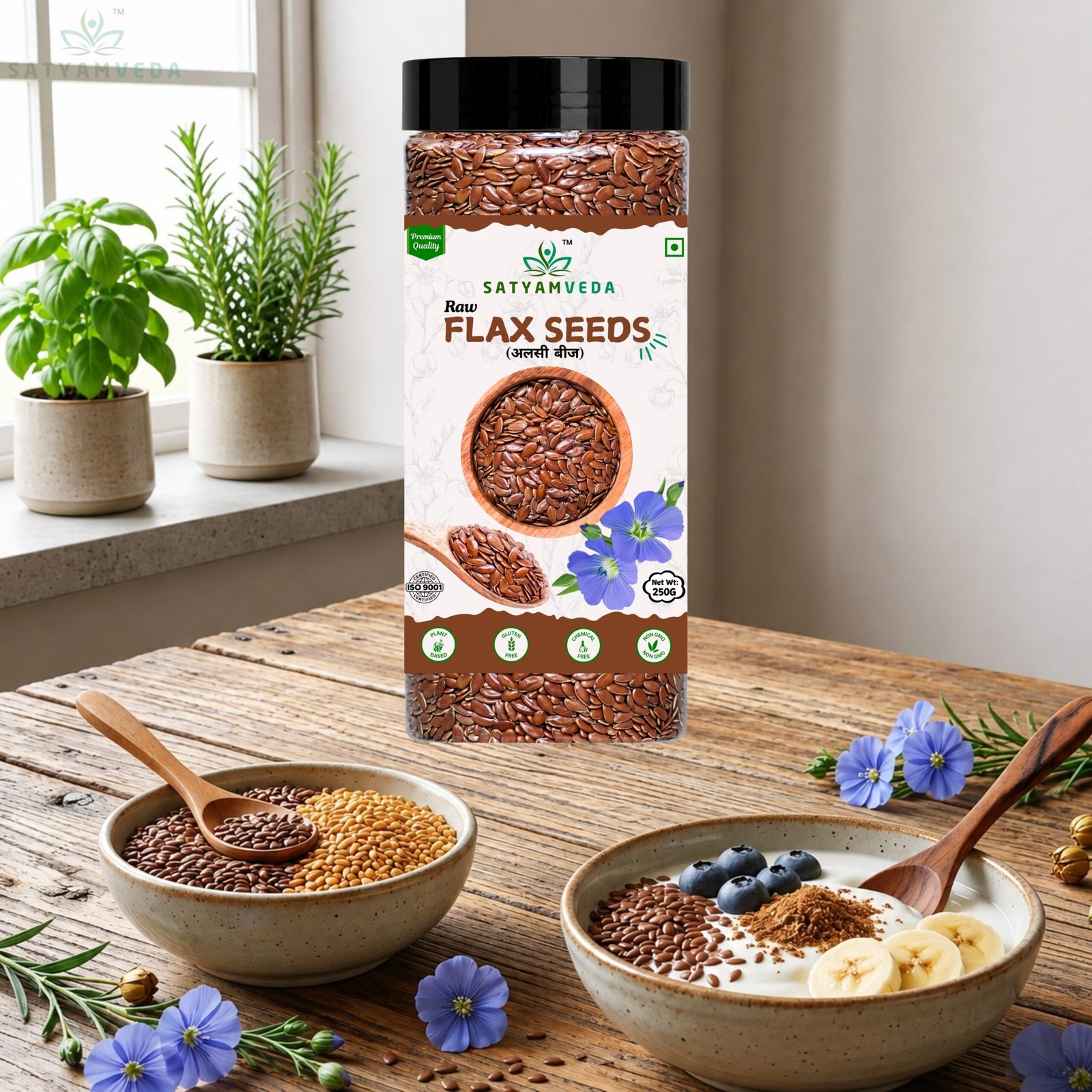 SATYAMVEDA Raw Flax Seeds