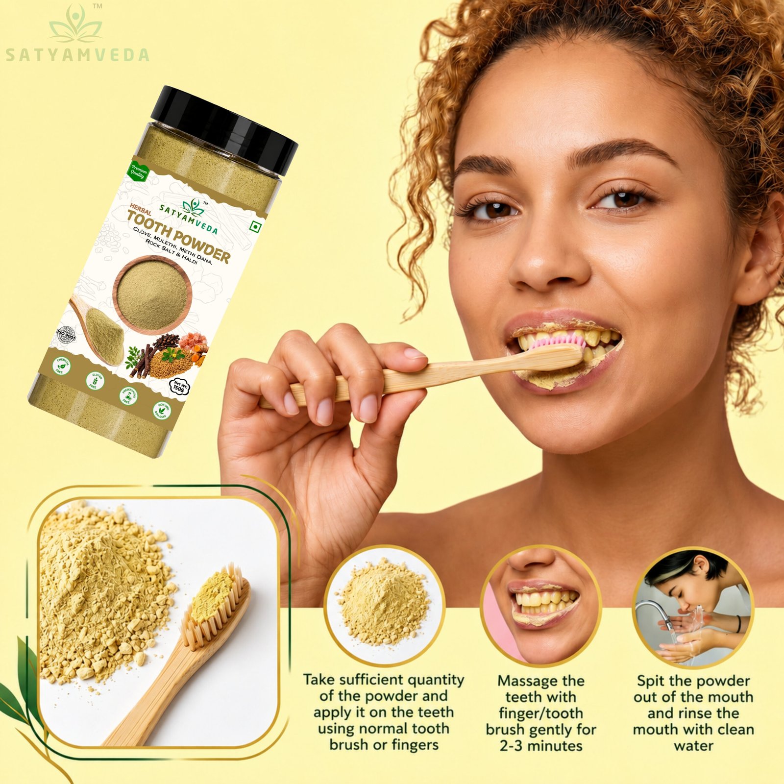 SATYAMVEDA Herbal Tooth Powder