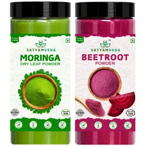 SATYAMVEDA Organic moringa and beetroot powder