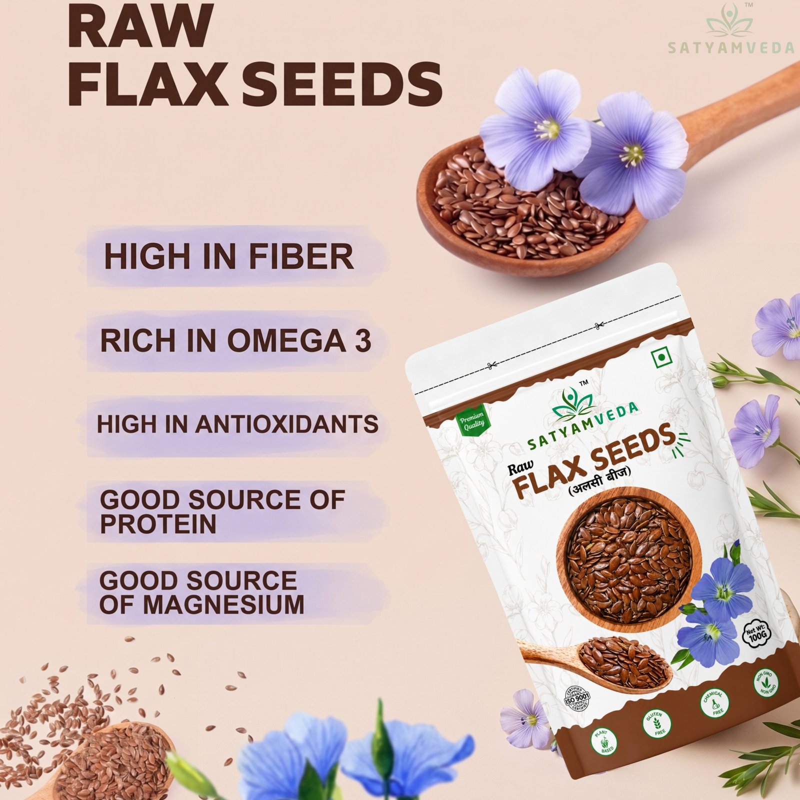SatyamVeda Raw Flax seeds