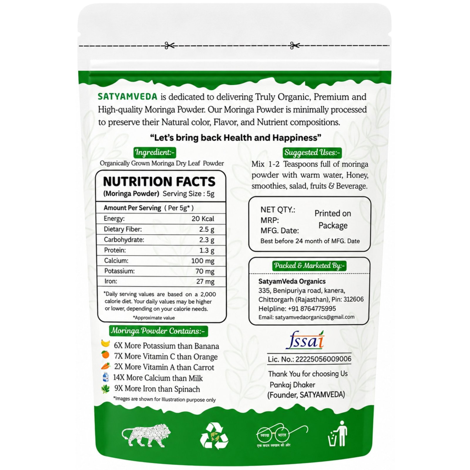 SATYAMVEDA Organic Moringa Powder